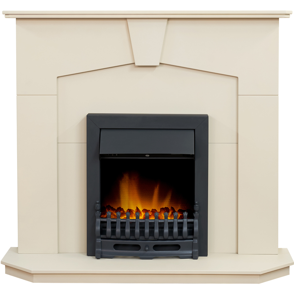 Adam Abbey Stone Effect Fireplace with Blenheim Black Electric Fire Stove 48 inch Image 3