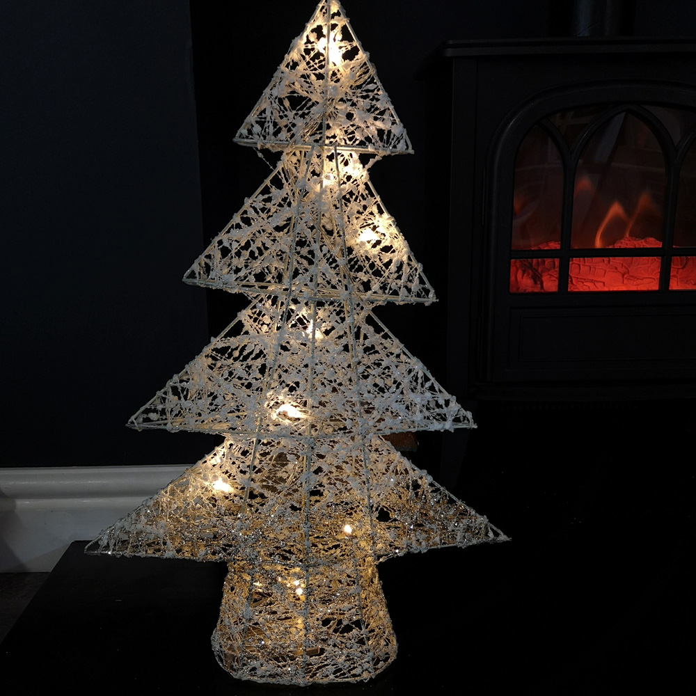 Samuel Alexander White and Gold Christmas Tree Silhouette LED Decoration 50cm Image 5