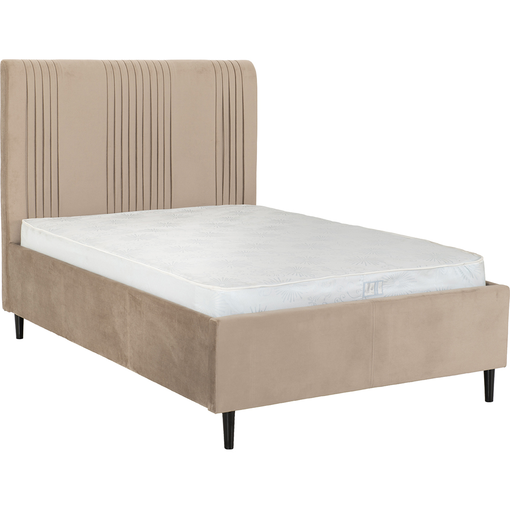 Seconique Maine Double Taupe Velvet Fabric Bed Frame Image 3