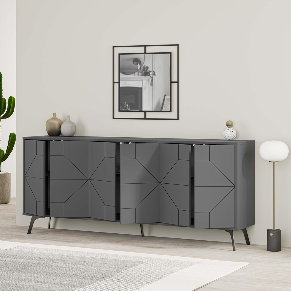 Decortie Dune 6 Door Anthracite Sideboard Image 5