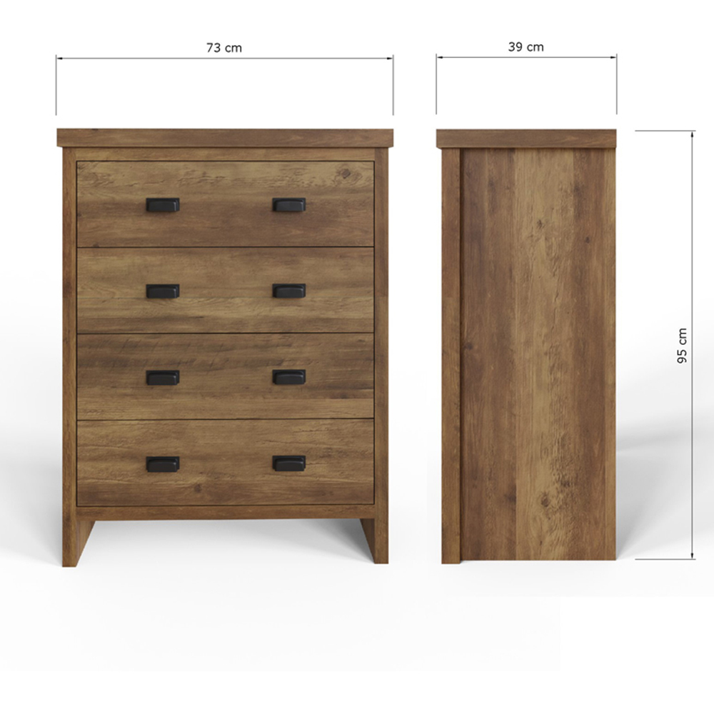 GFW Boston Knotty Oak 4 Piece Bedroom Furniture Set Image 7
