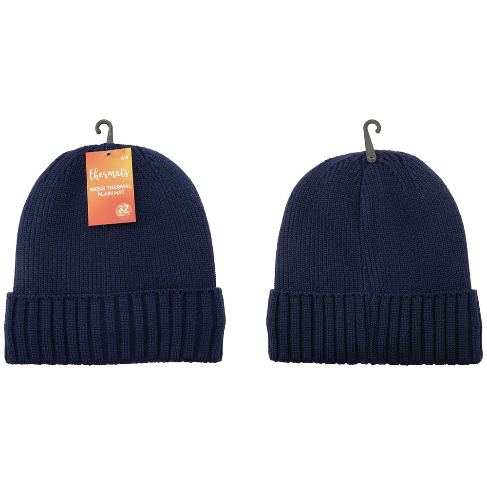 Mens Assorted Thermal Plain Hat - Black / Grey / Navy Image 3
