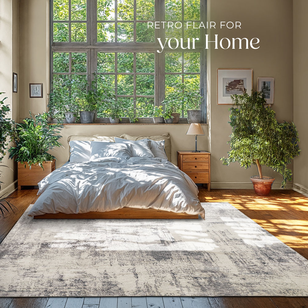 tectake Nadira Black and Beige Abstract Pattern Non-Slip Rug 340 x 240cm Image 3