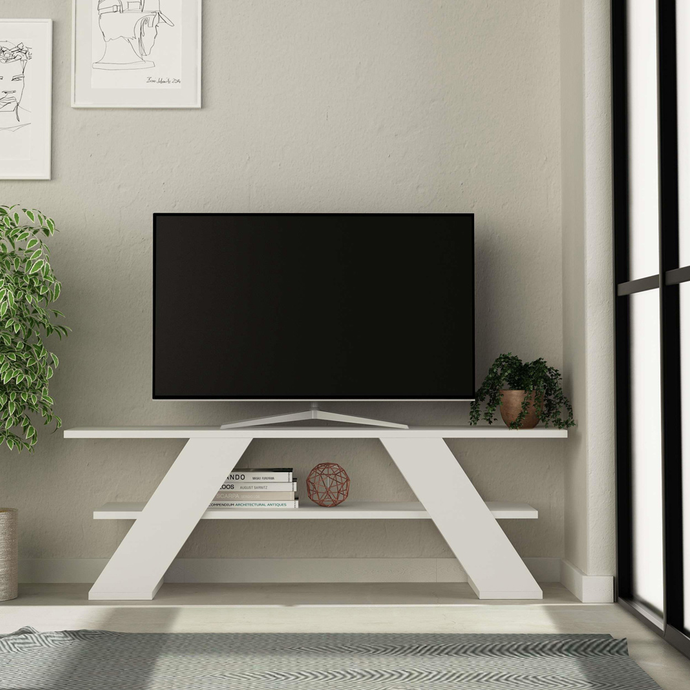 Decortie Farfalla Single Shelf White Modern TV Unit Image 5
