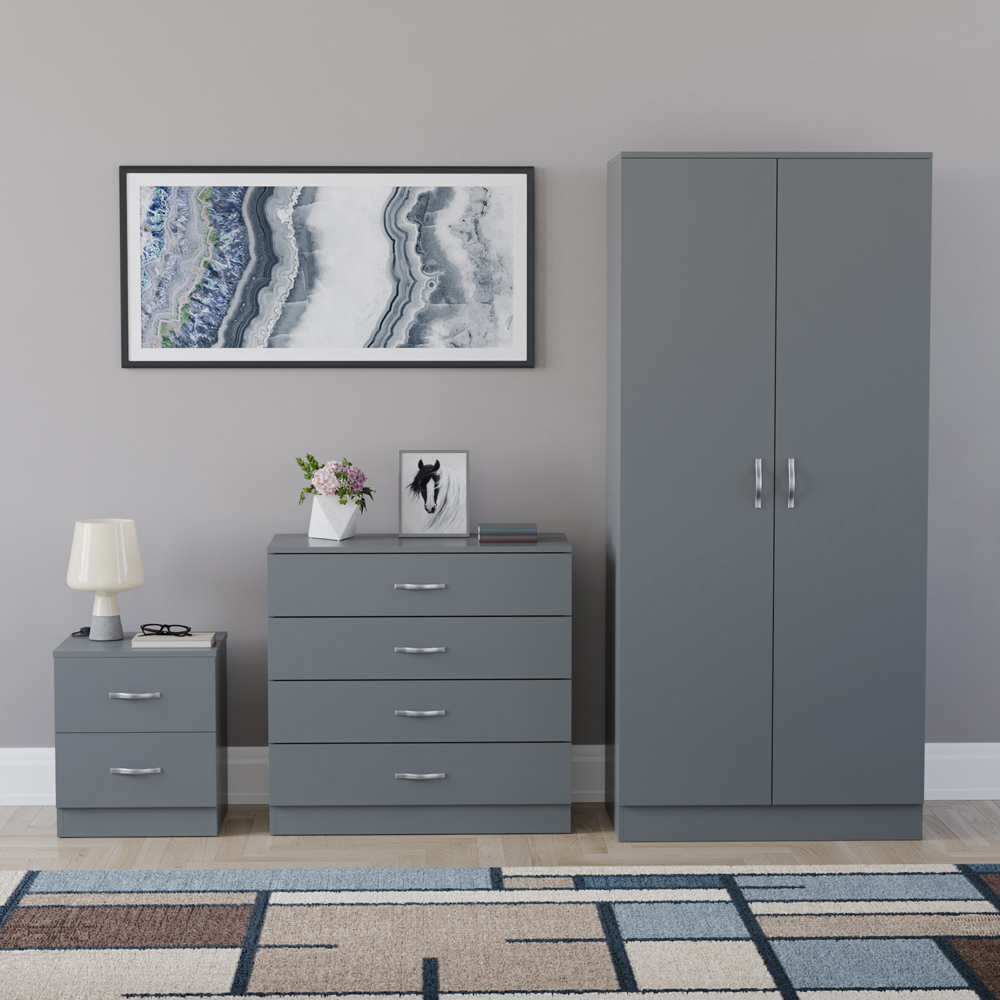 VIDA DESIGNS Riano Grey 3 Piece Bedroom Furniture Set Image 2