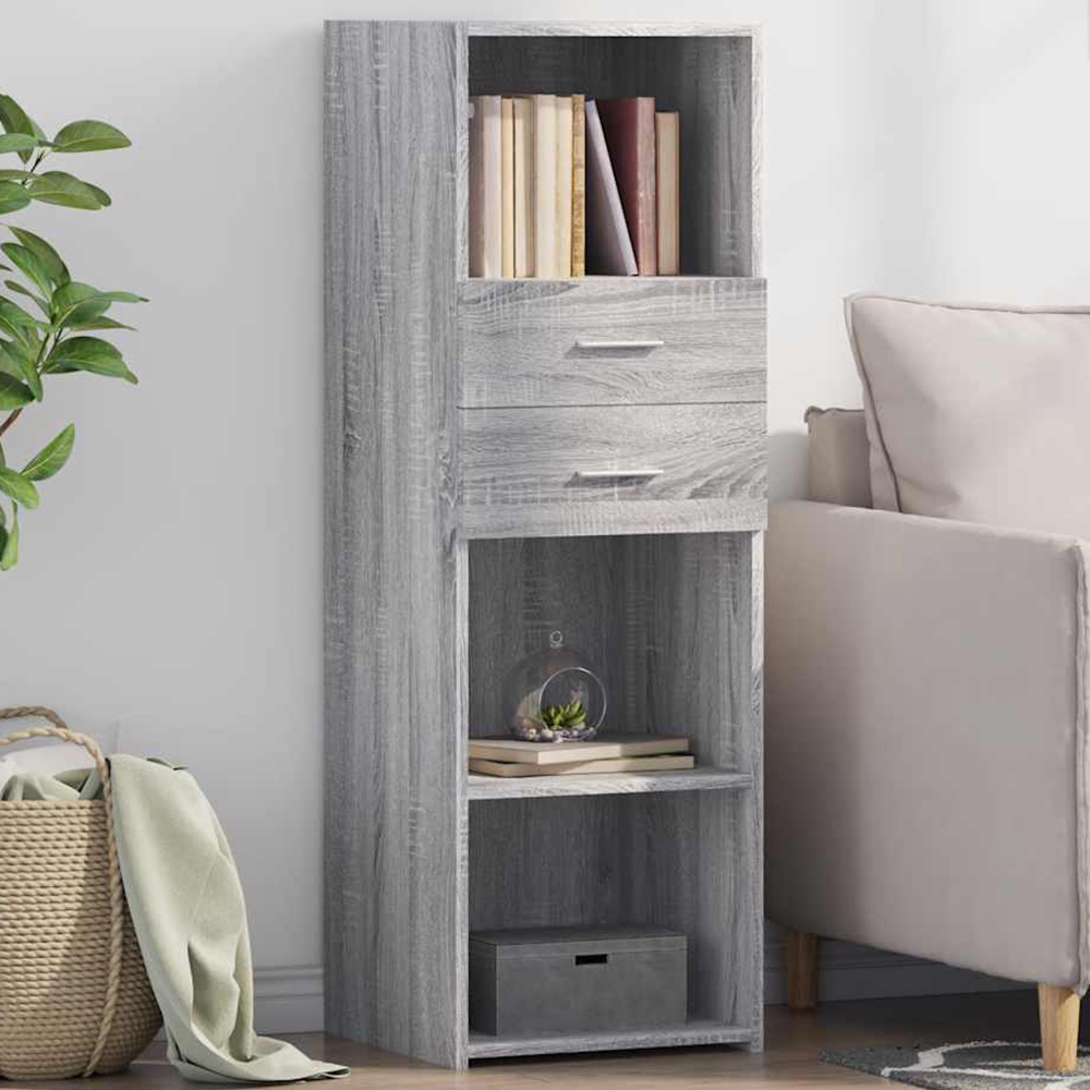 vidaXL 2 Drawer 3 Shelf Grey Sonoma Highboard Image 1