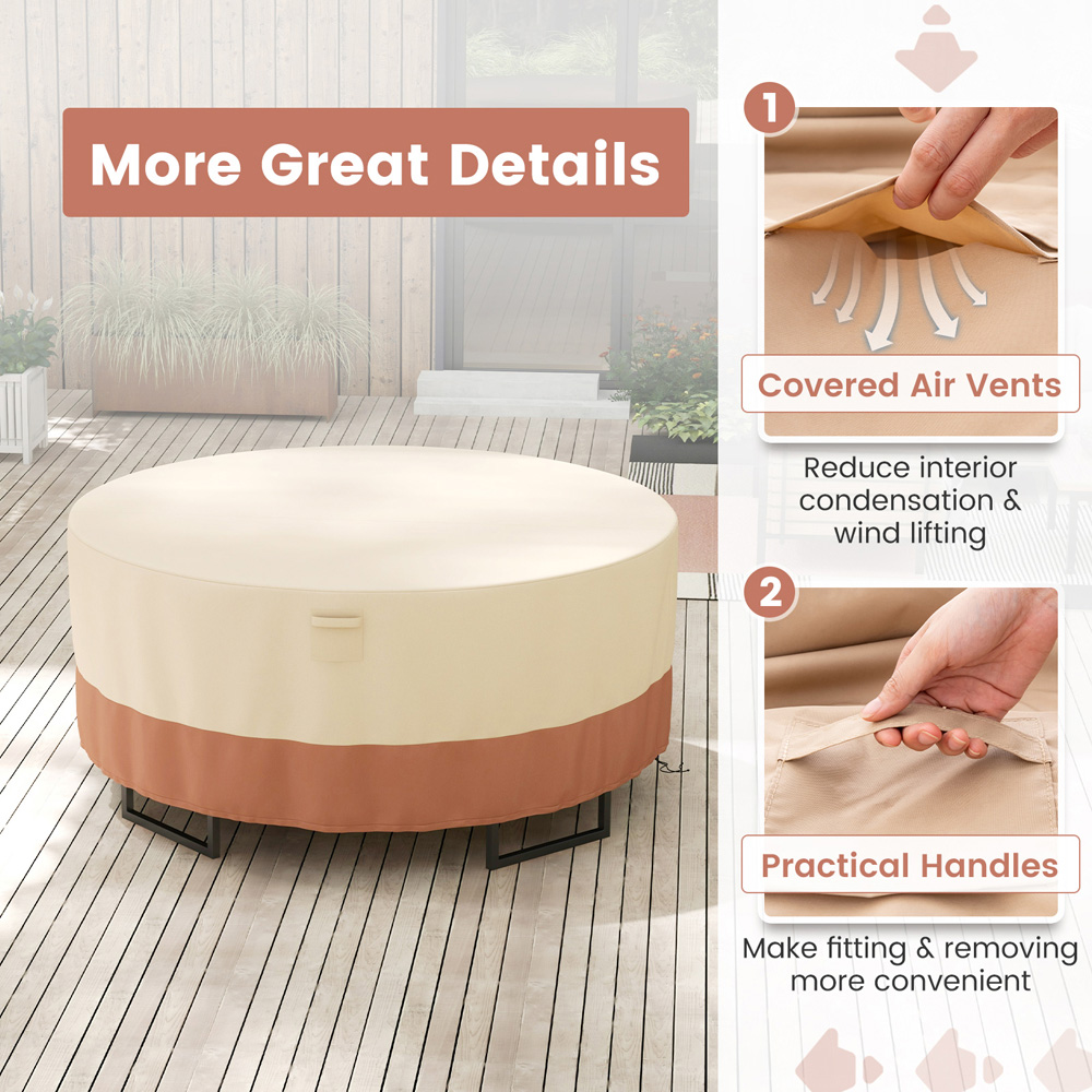 Costway Beige Medium Round Patio Furniture Cover Image 8