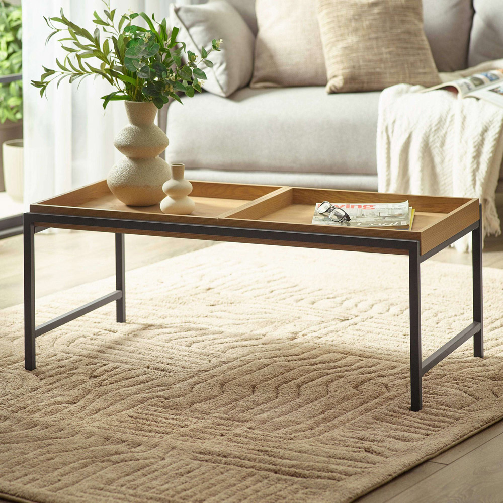 Julian Bowen Reuben Oak Effect Reversible Tray Coffee Table Image 8