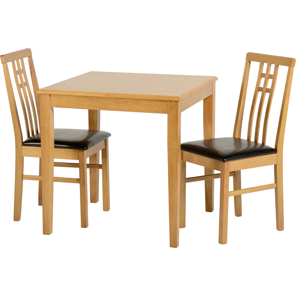 Seconique Vienna PU 2 Seater Dining Table Set Medium Oak and Brown Image 2