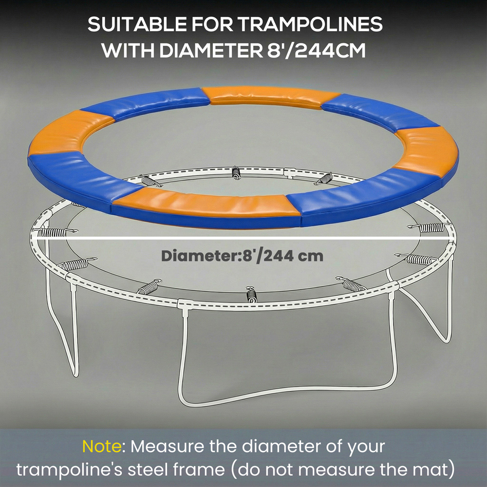 HOMCOM 8ft Yellow and Blue Thick Foam Spring Cover Trampoline Safety Pad Image 5