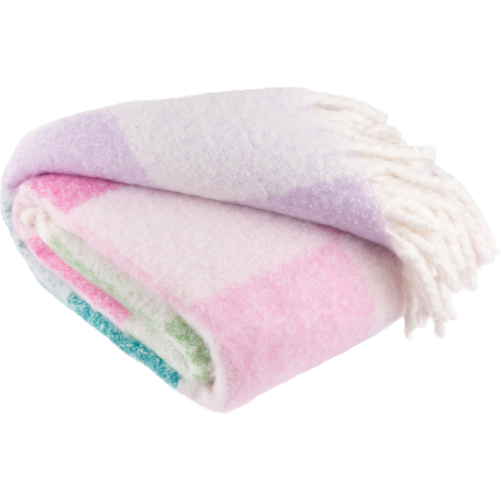 Furn Maisie Aqua Blossom Checked Tasselled Throw 130 x 180cm Image 3