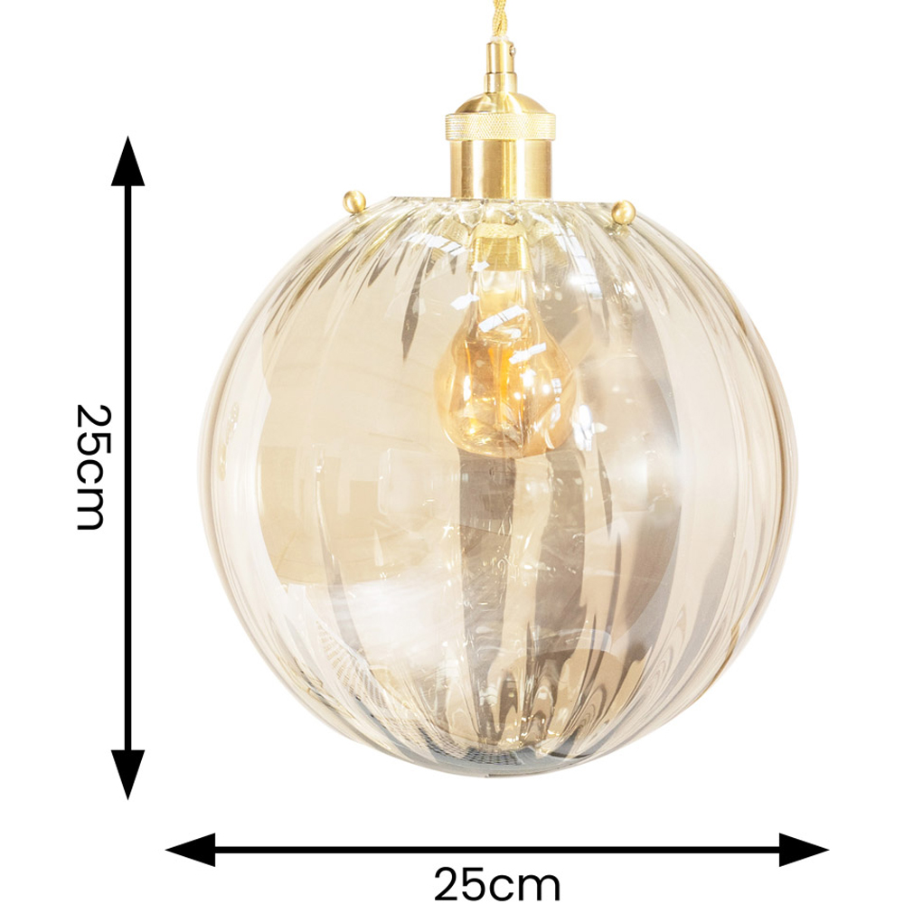 ValueLights Chessy Ribbed Globe Pendant Shade Image 6