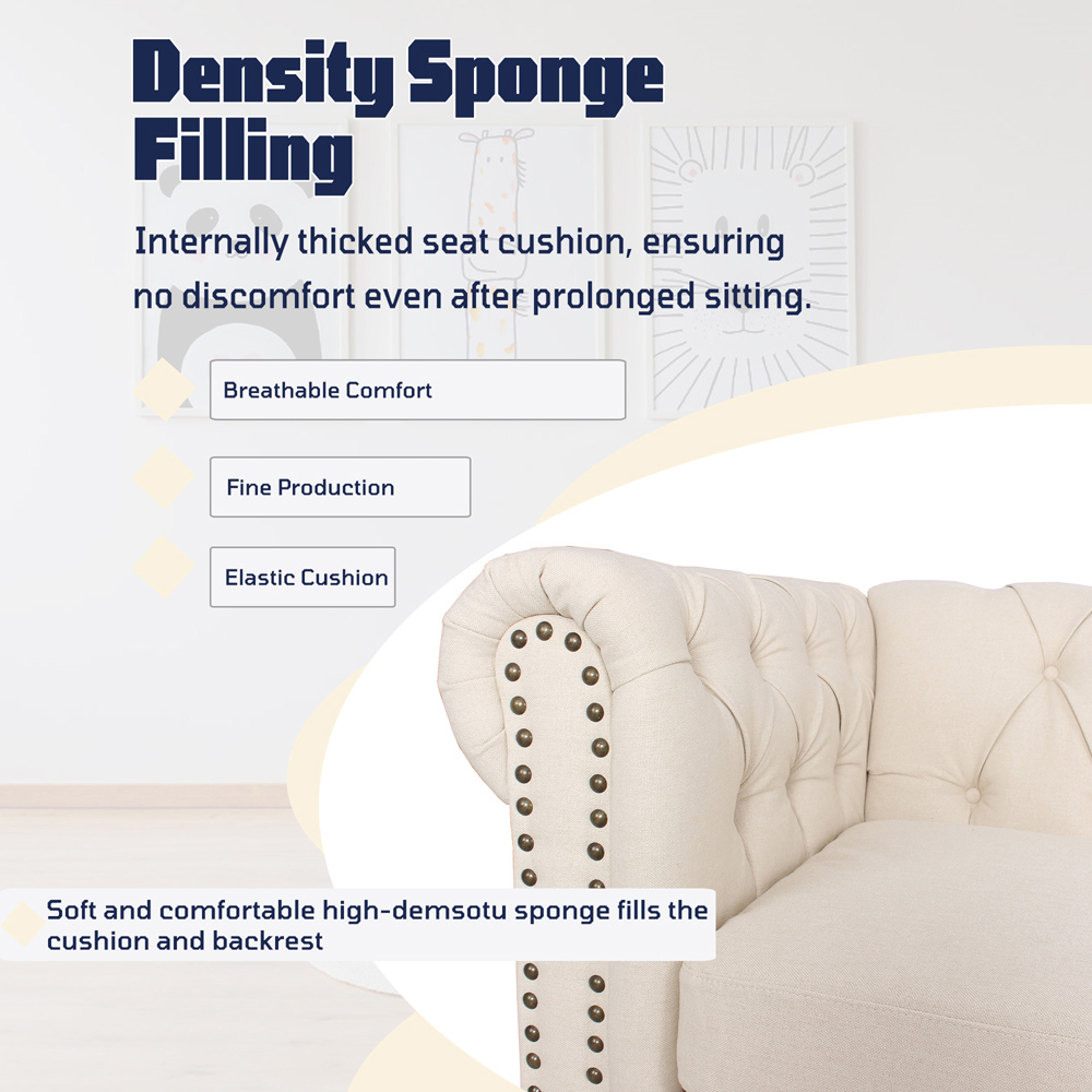 Furniture One Set of 2 Cream Nailhead Trim Upholstered Armchairs Image 3