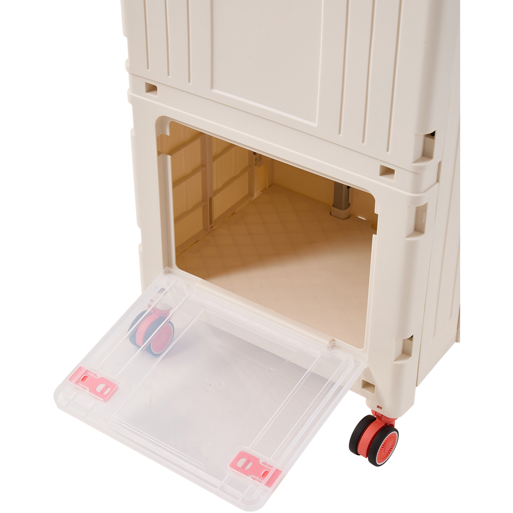 Living and Home Beige White Double Tier Foldable Shopping Trolley 72L Image 4