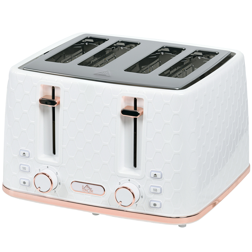 HOMCOM 800-208V70CW White Honeycomb 4 Slot Toaster 1600W Image 1