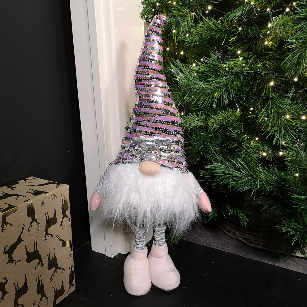 Samuel Alexander Grey Pink and White Extendable Gonk Christmas Decoration 50cm Image 2