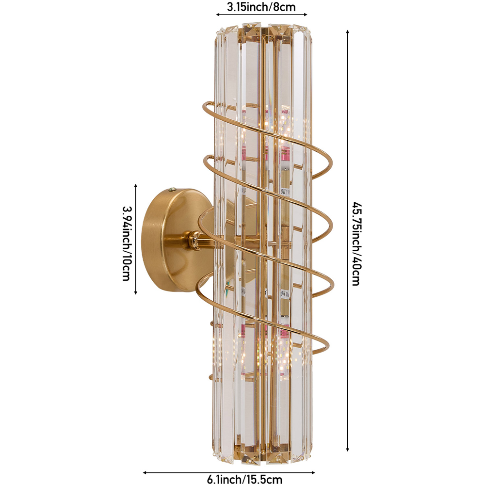 Living and Home Antique Gold Crystal E14 Double Wall Light Image 8