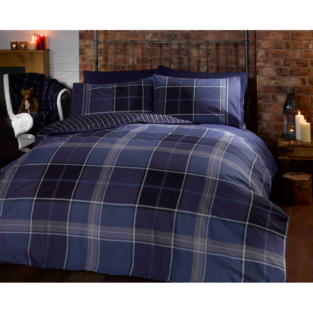 Rapport Home Argyle Double Blue Duvet Set Image 2