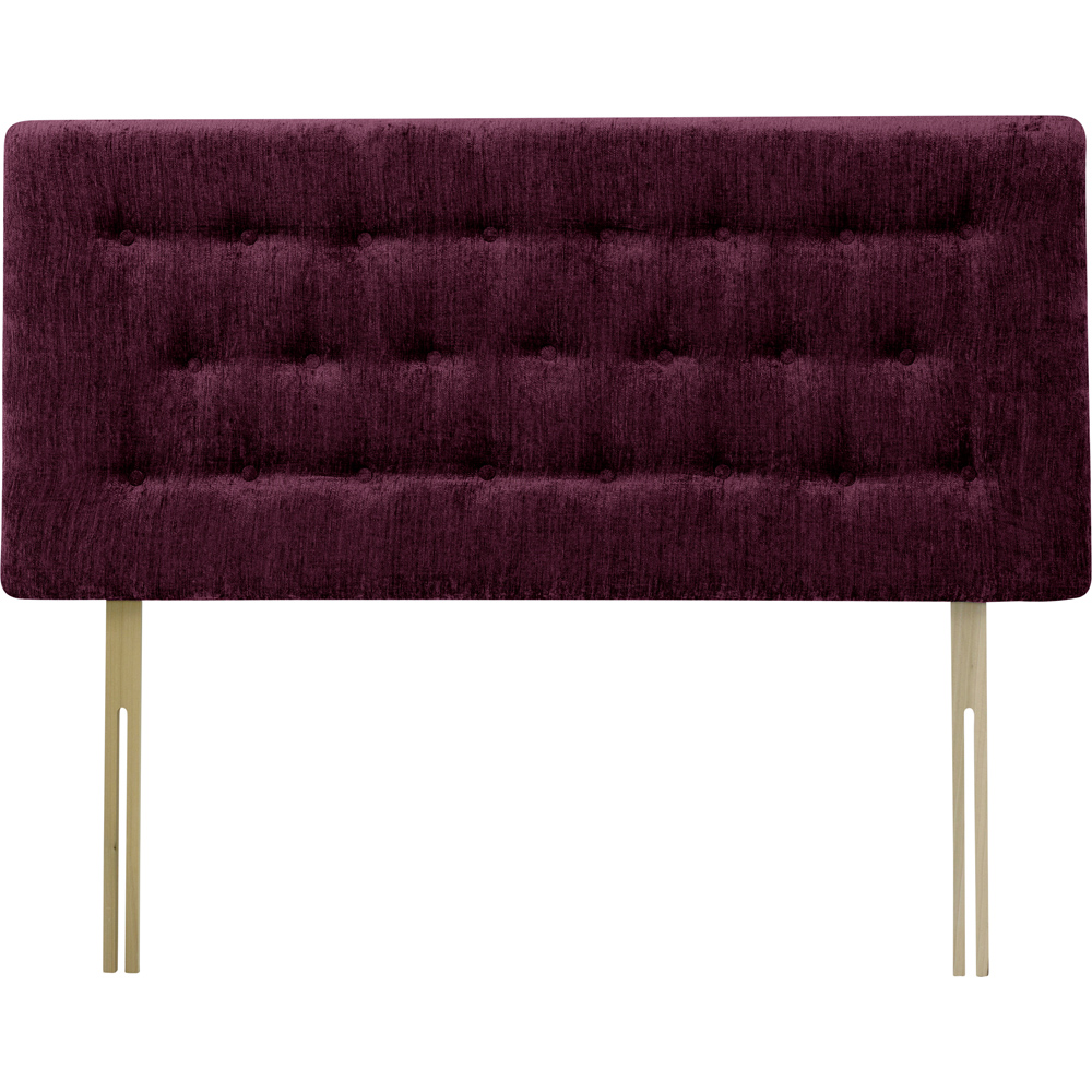Bedmaster Lona Single Aubergine Chenille Buttoned Headboard Image 2