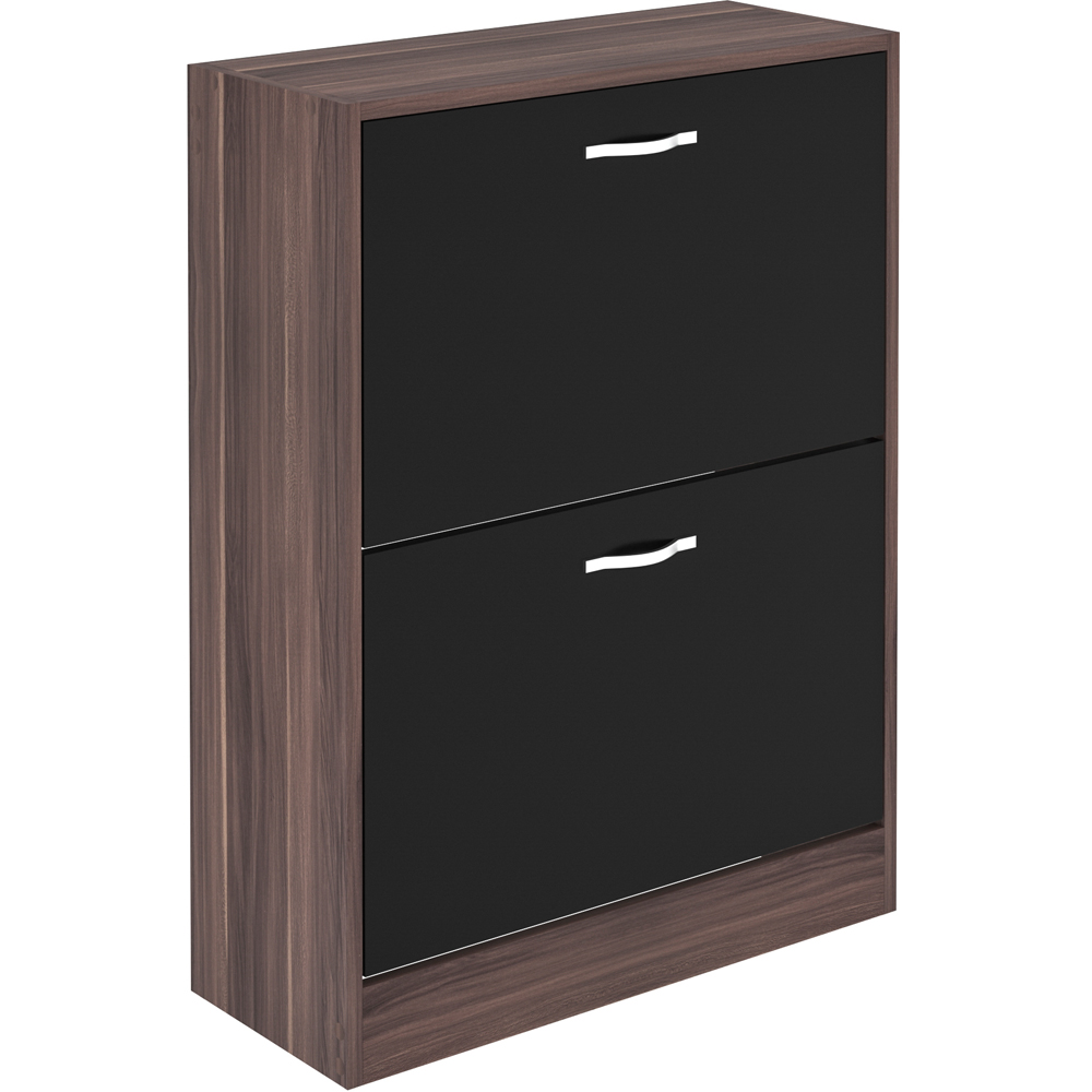 Vida Designs Walnut and Black 2 Drawer Shoe Cabinet Image 2