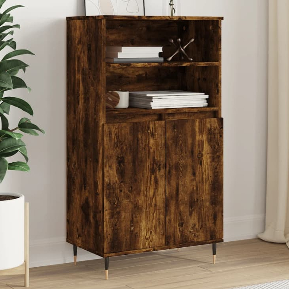 vidaXL 2 Door 2 Shelf Smoked Oak Highboard Image 1