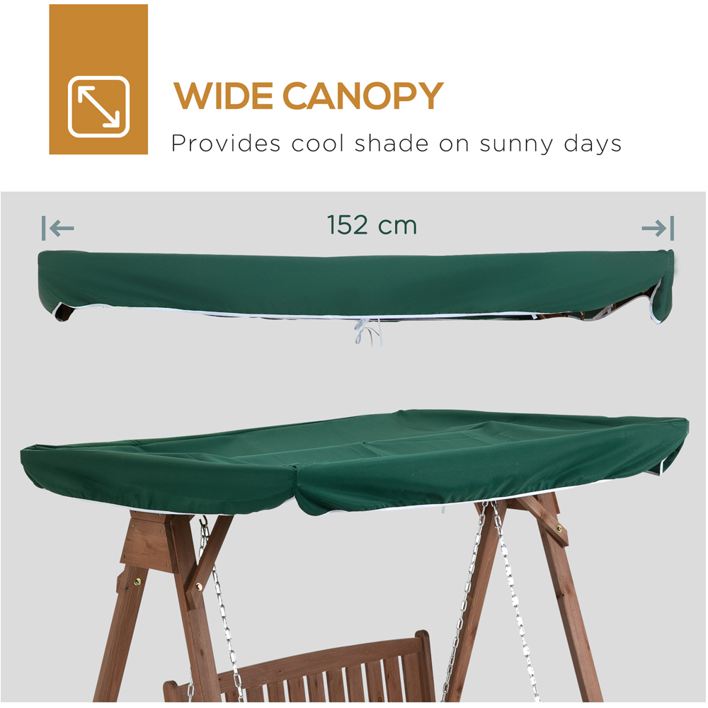 Outsunny 2 Seater Green Fir Wood Garden Swing Chair with Canopy Image 4
