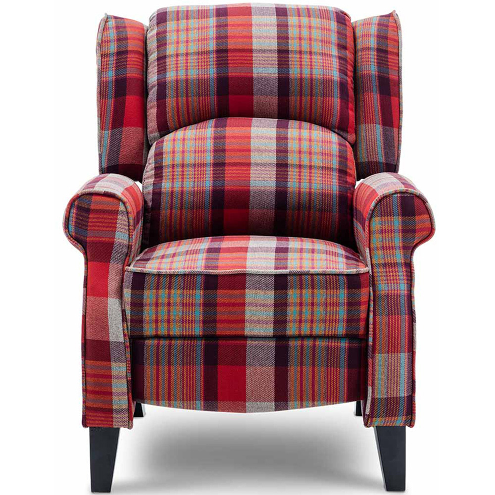 Furniture Online Eaton Red Wing Back Checkered Recliner Chair Image 6