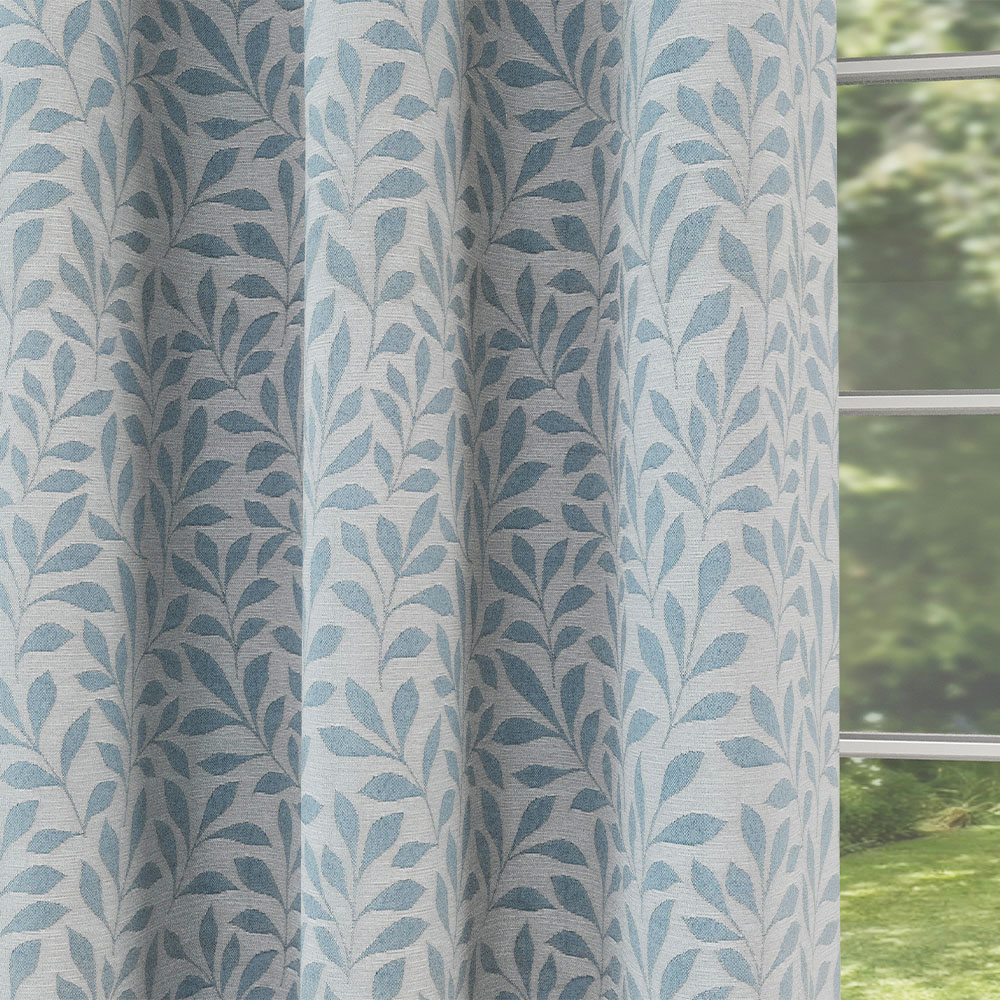 Enhanced Living Sherwood Ice Blue Jacquard Leaf Thermal Blackout Eyelet Curtains 168 x 183cm Image 3