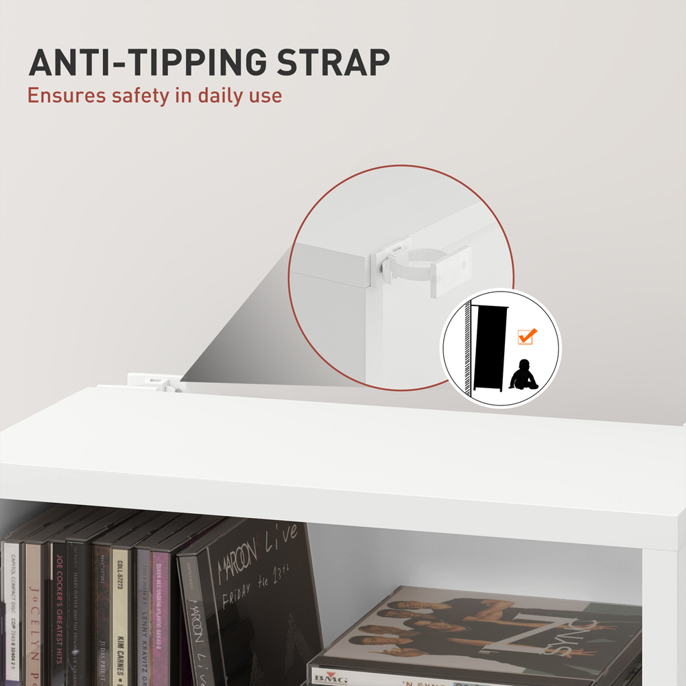 HOMCOM 9 Shelf White DVD and CD Media Storage Unit Image 6