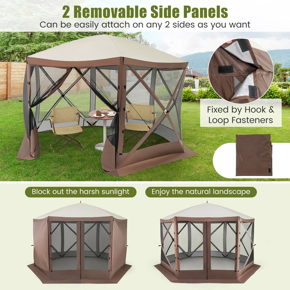 Costway 6 Sided Coffee Pop-up Gazebo Tent Image 7
