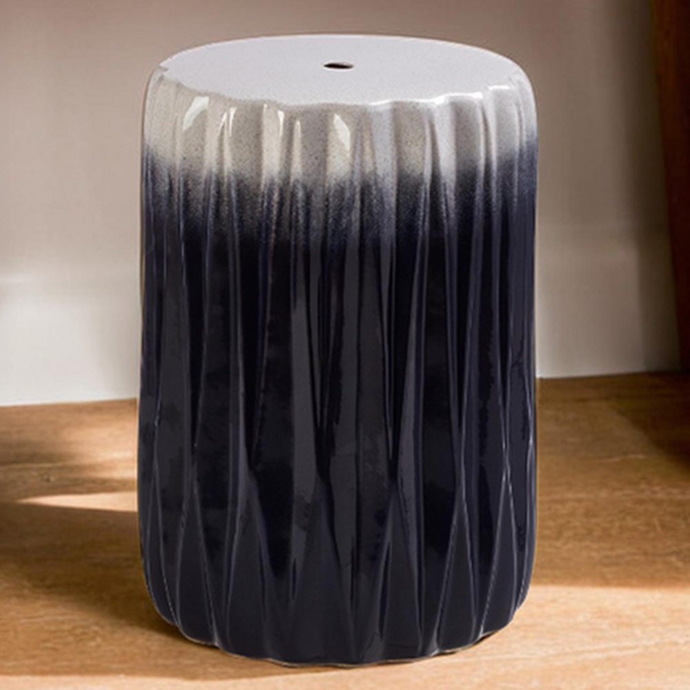 Premier Housewares Azul Ombre Blue and White Ceramic Side Table and Stool Image 1