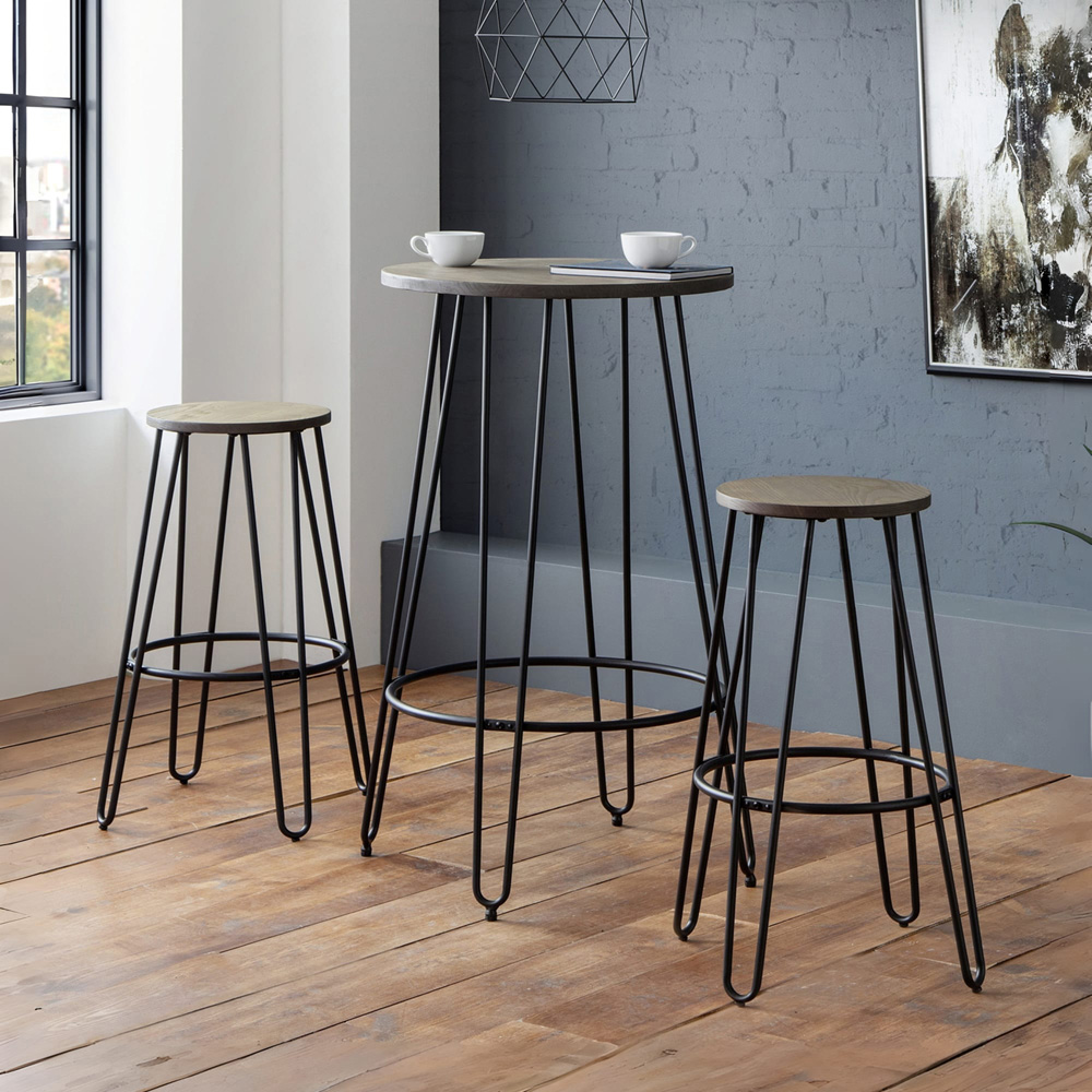 Julian Bowen Dalston Oak Round Bar Stool Set of 2 Image 8