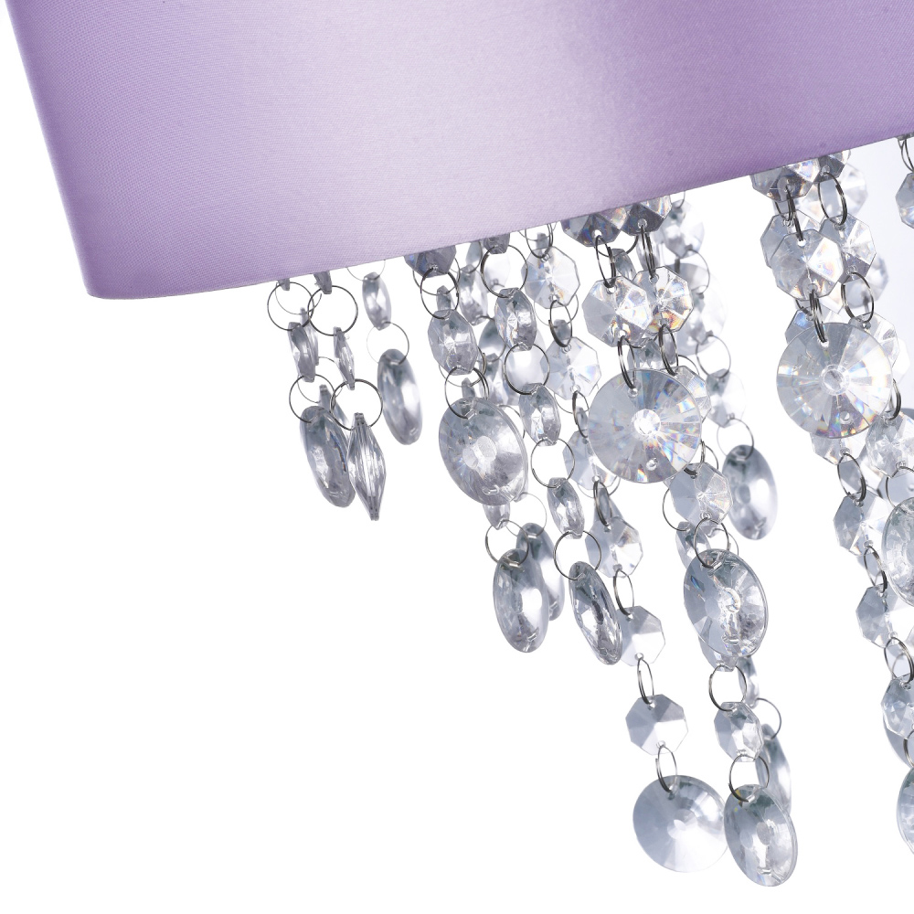 Happy Homewares Lilac Satin Fabric Transparent Acrylic Droplets Pendant Shade Image 4