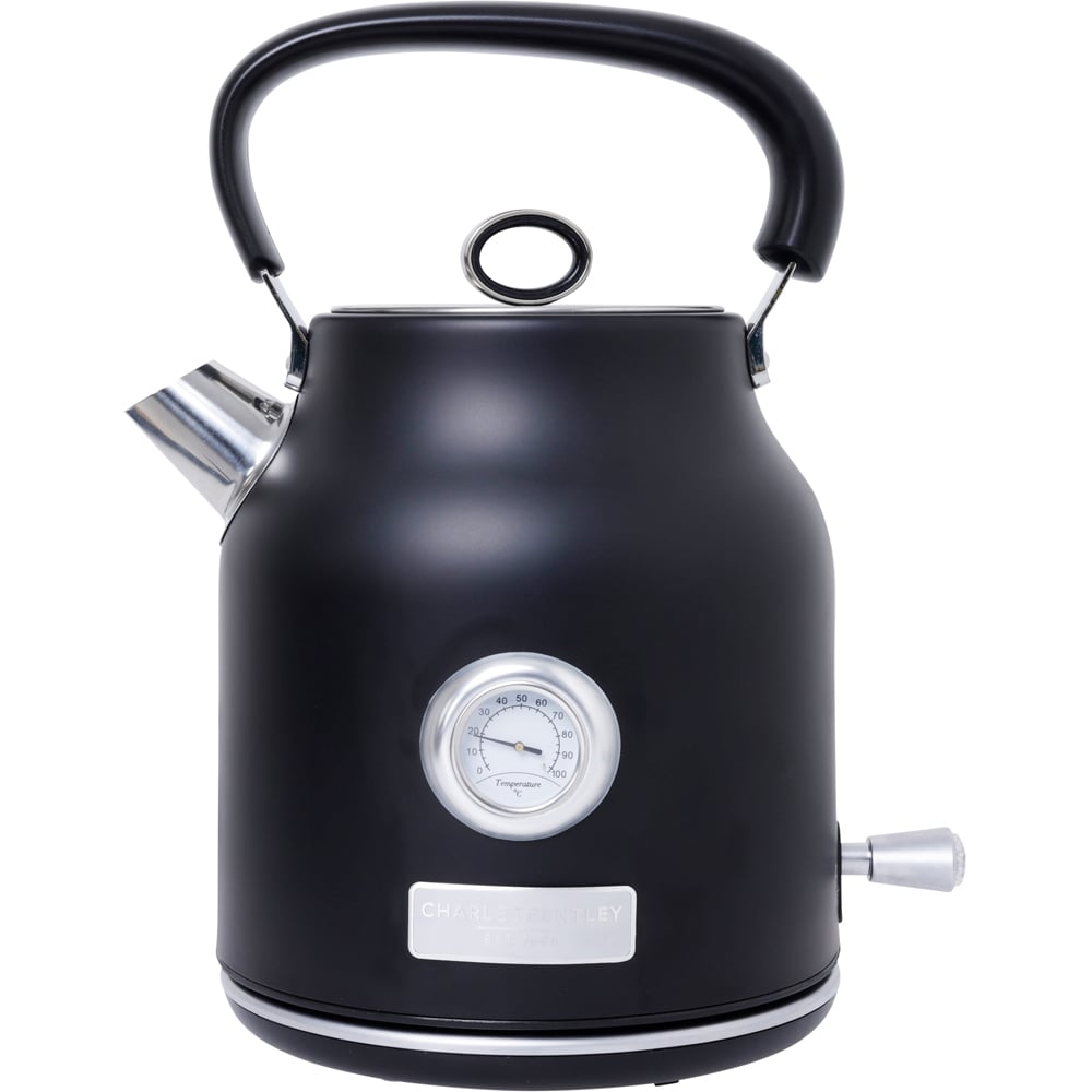 Charles Bentley KERE01BLKS Matt Black and Silver 1.7L Kettle Image 1