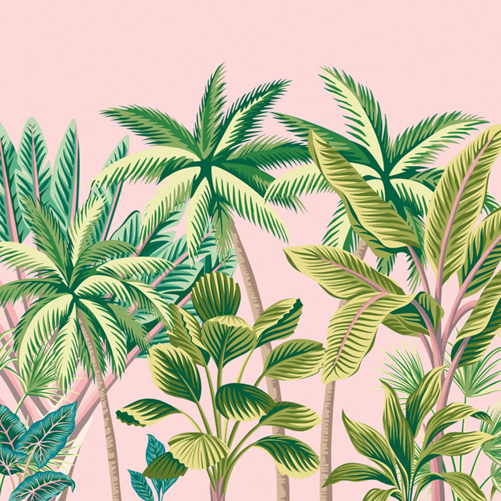Origin Murals Tropical Palm Trees Pink Wall Mural Image 2