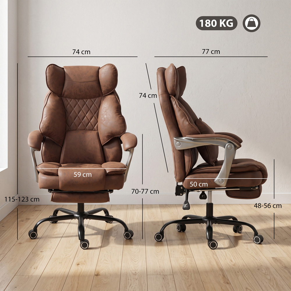 HOMCOM Dark Brown Big and Tall Office Chair with Lumbar Support Image 9