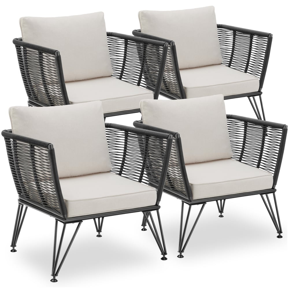 tectake Valeiras Set of 4 Woven Rope Design Accent Chair Image 2