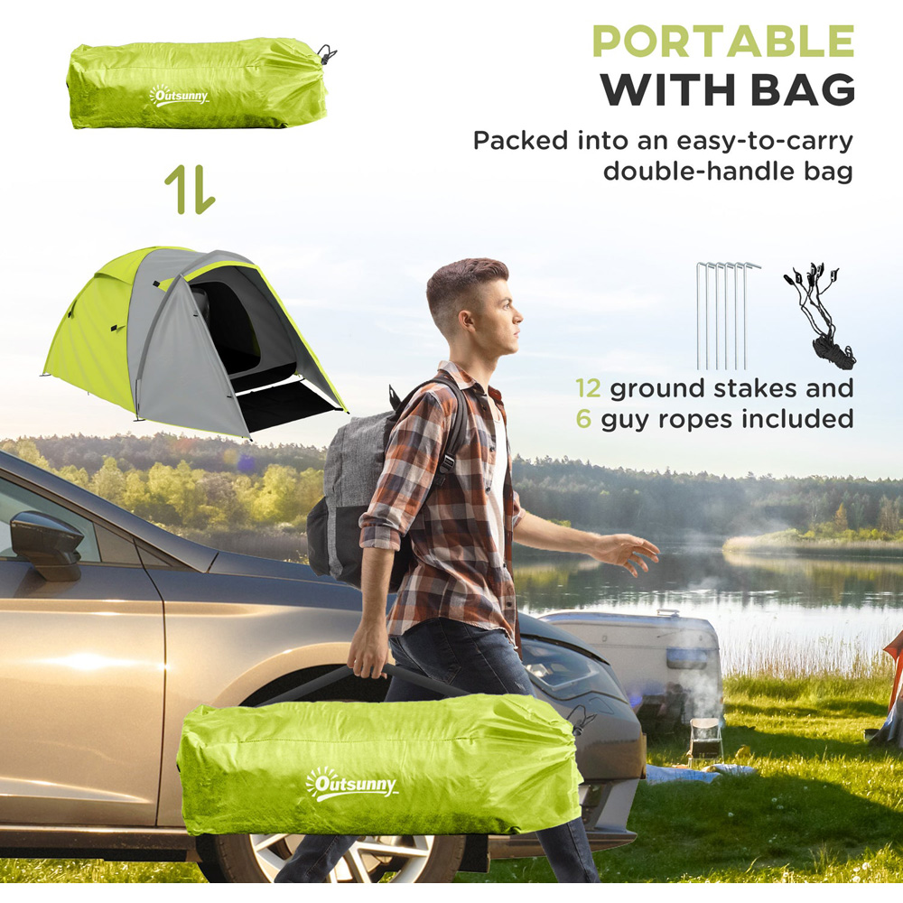 Outsunny 2-3 Person Waterproof Camping Tent Yellow Image 7
