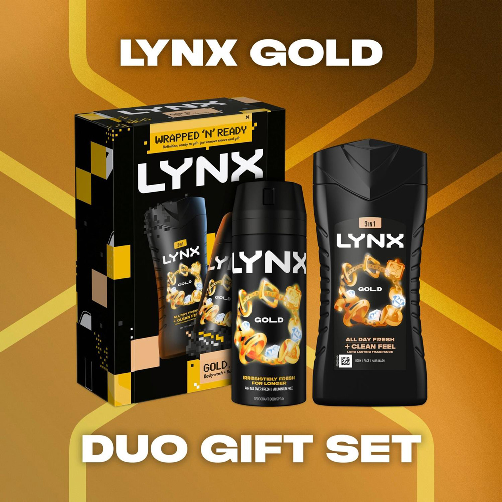 Lynx Gold Men's Body Wash and Body Spray Gift Set 2 Piece 2 Pack Image 3