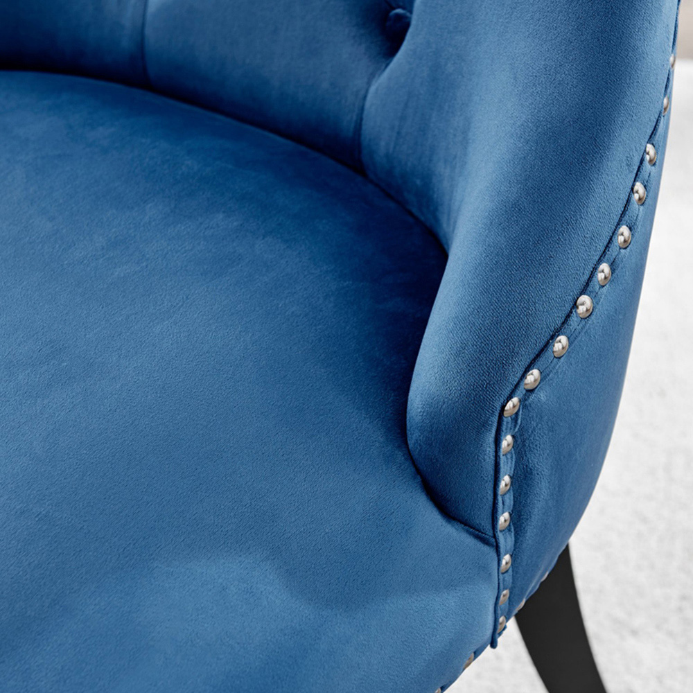 Furniturebox Arona Kensington 6 Seater Round Dining Set Blue and Black Image 7