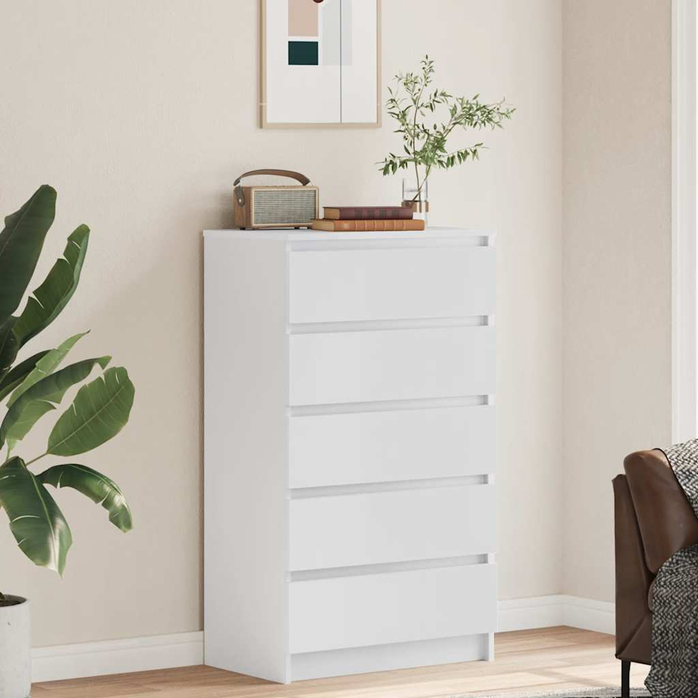 vidaXL 5 Drawer White Chest of Drawers Image 8