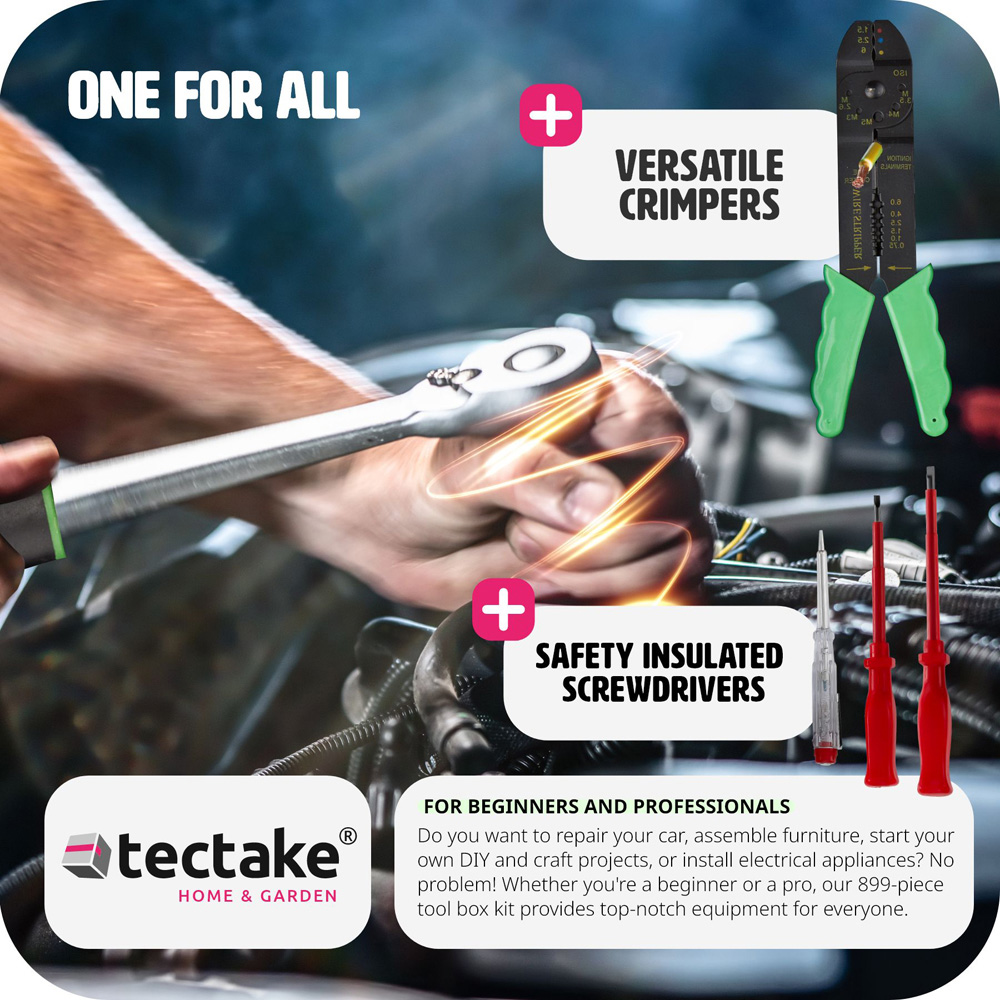 tectake 899 Piece Tool Box Set with Wheels Image 5