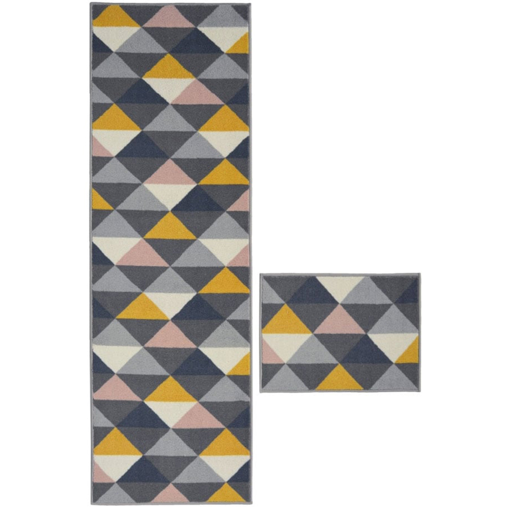 Homemaker Multicolour Geometric Runner and Door Mat Set Image 1