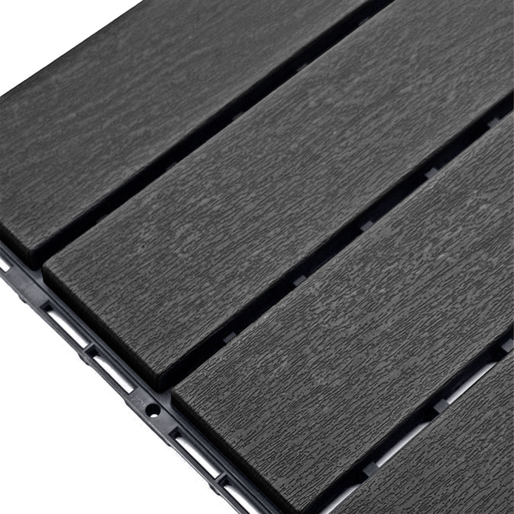 Oseasons Polydeck Black Woodgrain Effect Decking Tiles 30 x 30cm 12 Pack Image 3