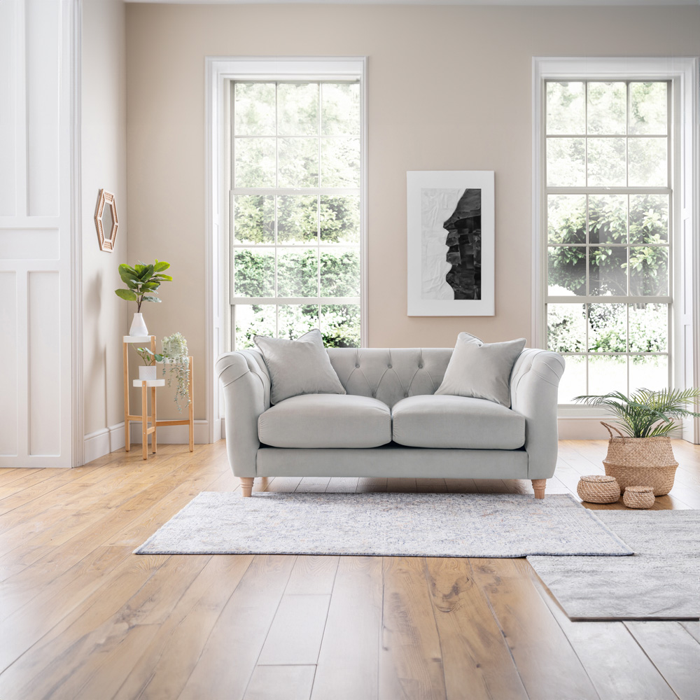 2 Seater Chalk Velvet Sofa Image 4
