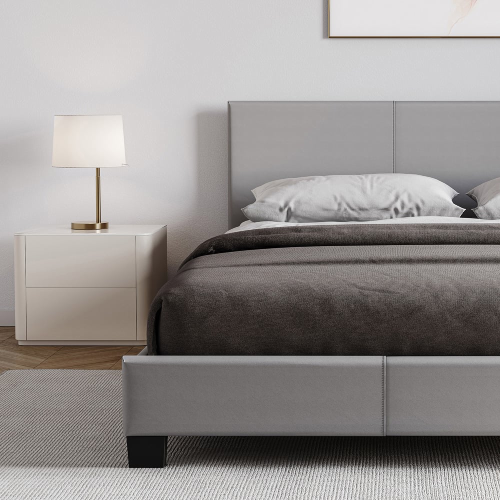 Vida Designs Lisbon King Size Grey Faux Leather Bed Frame Image 4