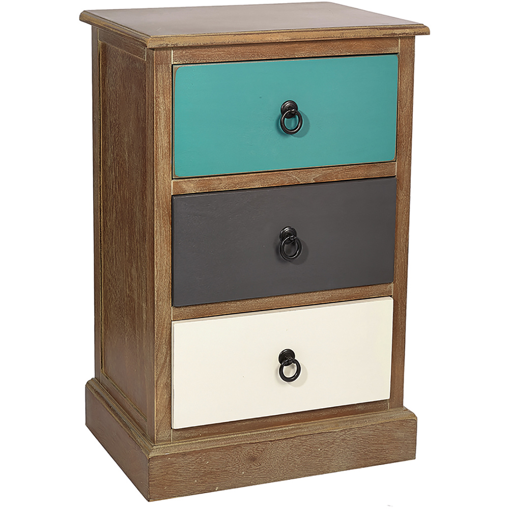Pacific Lifestyle Loft 3 Drawer Multicolour Pine Wood Bedside Table Image 2