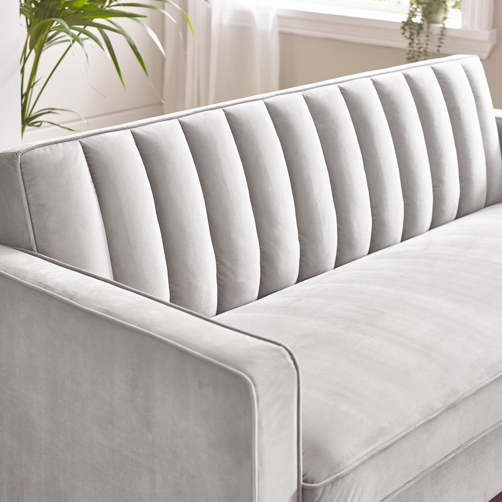 Furniturebox Kody 3 Seater Taupe Velvet Sofa Image 3
