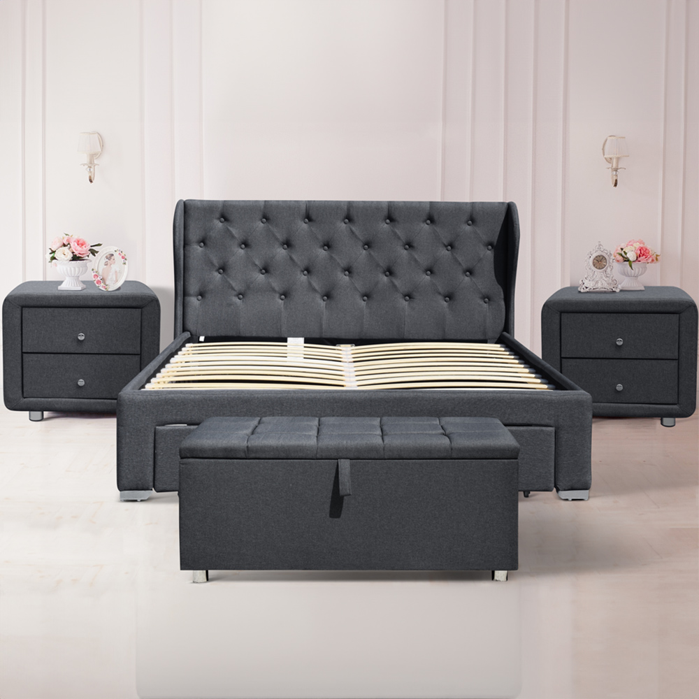 Brooklyn Grey Linen 3 Piece Bedroom Furniture Set Image 1