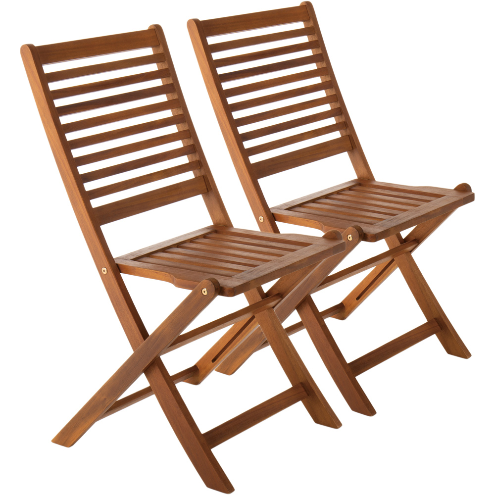 Charles Bentley Set of 2 Acacia Wood Foldable Patio Chair Image 2